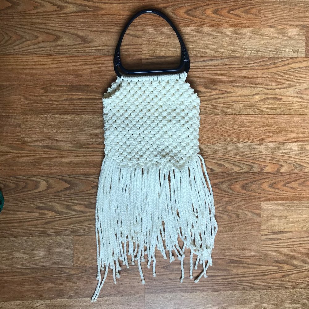 Vintage Macrame Style Woven Shoulder Bag Purse